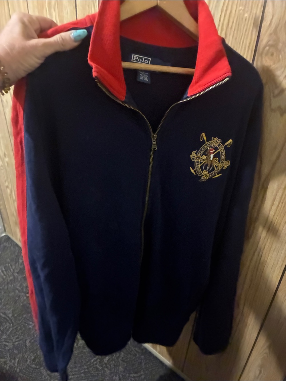 Polo by Ralph Lauren Navy Jacket with Red Trim and Embroidered Crest